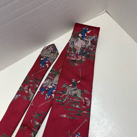 Polo Ralph Lauren 100% Silk Vintage Hand Sewn Tie Red Necktie - Picture 5 of 7